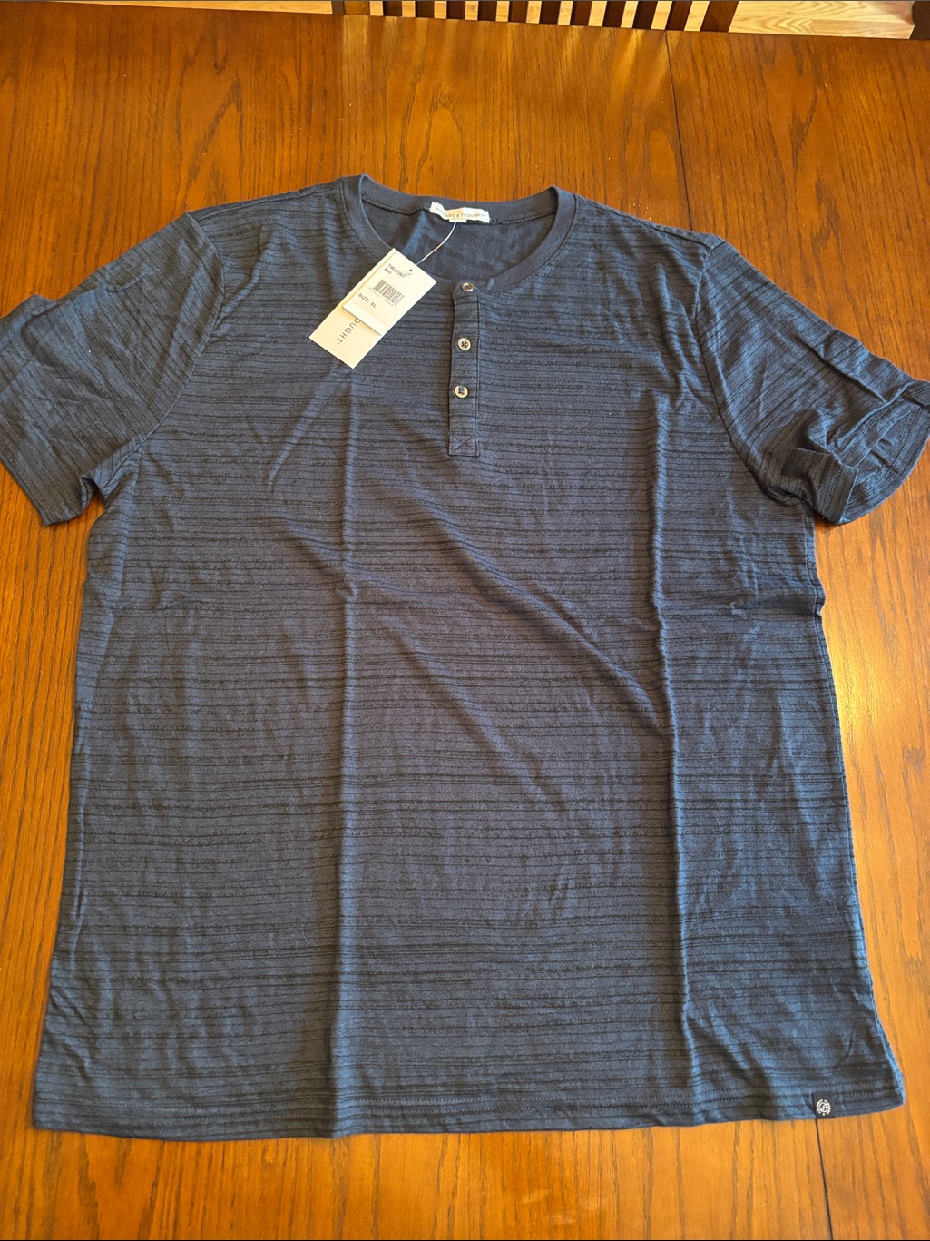 Threads 4 Thought Men's Navy Heather Henley Short-Sleeve Shirt